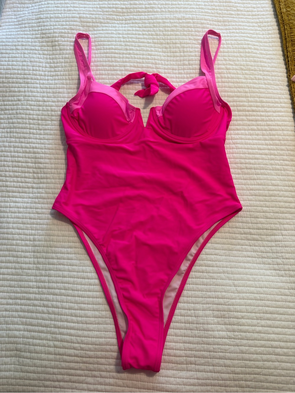 SHEIN Hot Pink Underwire One-Piece Swimsuit